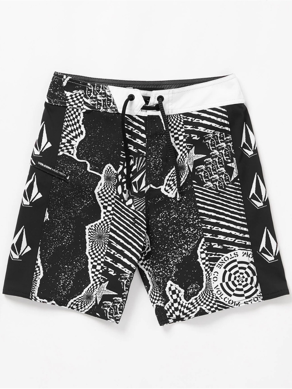 Volcom Kids Lido Iconic Mod Graphic Black White Boardshorts